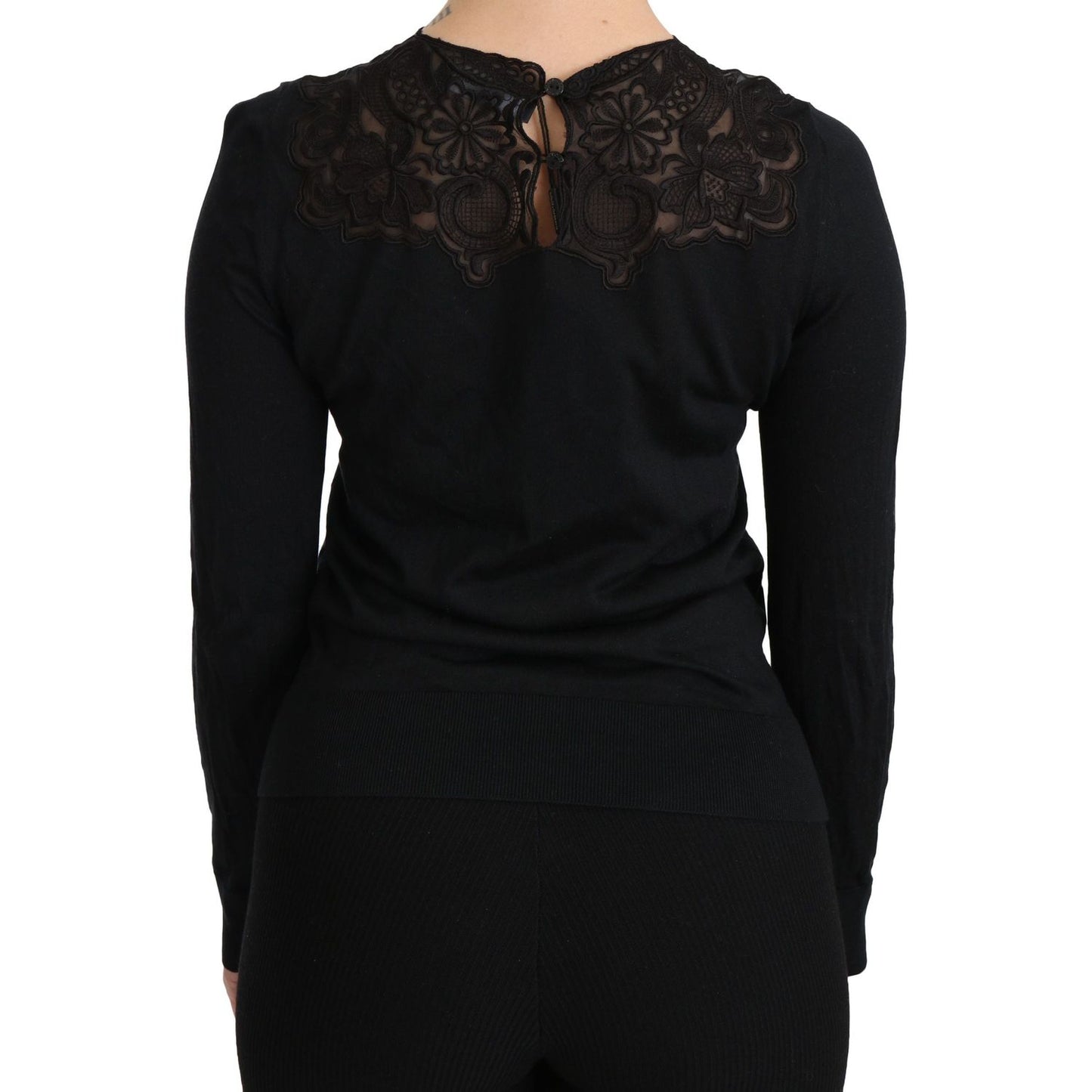 Dolce & Gabbana Elegant Silk-Blend Black Lace Blouse Dolce & Gabbana