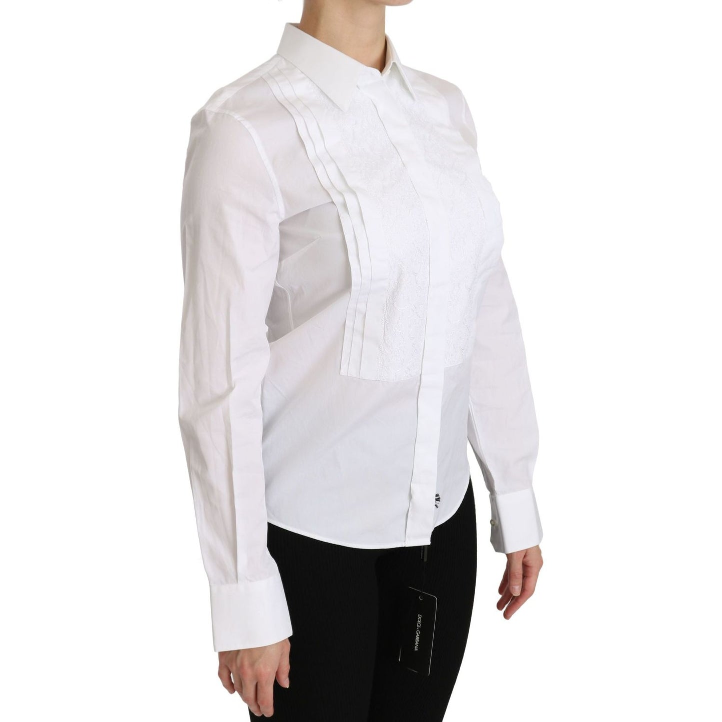 Dolce & Gabbana Elegant White Collared Long Sleeve Polo Top Dolce & Gabbana