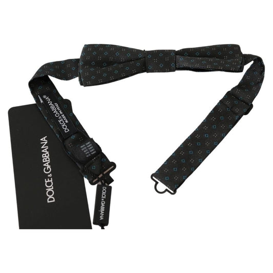 Dolce & Gabbana Gray Patterned Mens Necktie Papillon 100% Silk Bow Tie