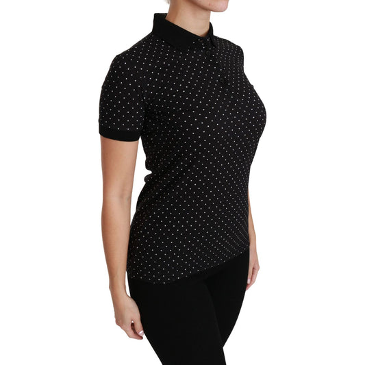 Dolce & Gabbana Elegant Black Dotted Polo Shirt Dolce & Gabbana