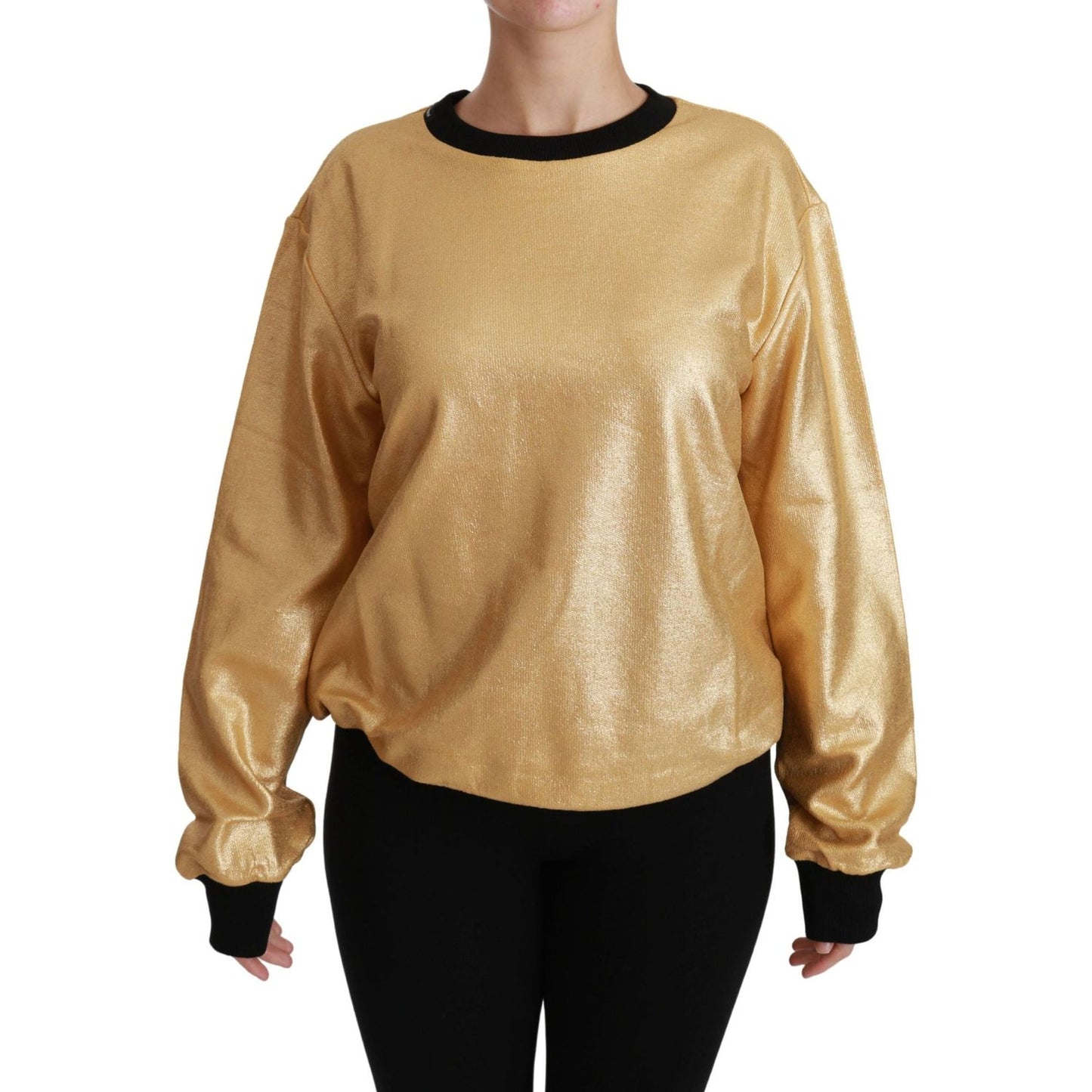 Dolce & Gabbana Elegant Gold Crew Neck Cotton Sweater Dolce & Gabbana