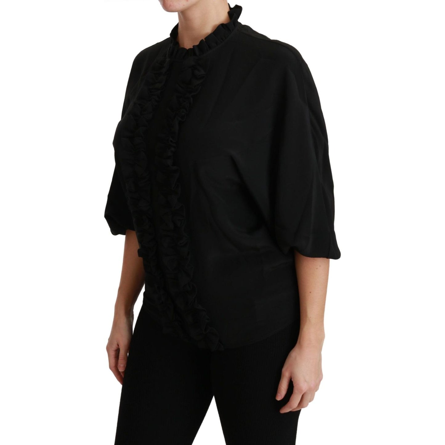 Dolce & Gabbana Elegant Black Silk Short Sleeve Blouse Dolce & Gabbana