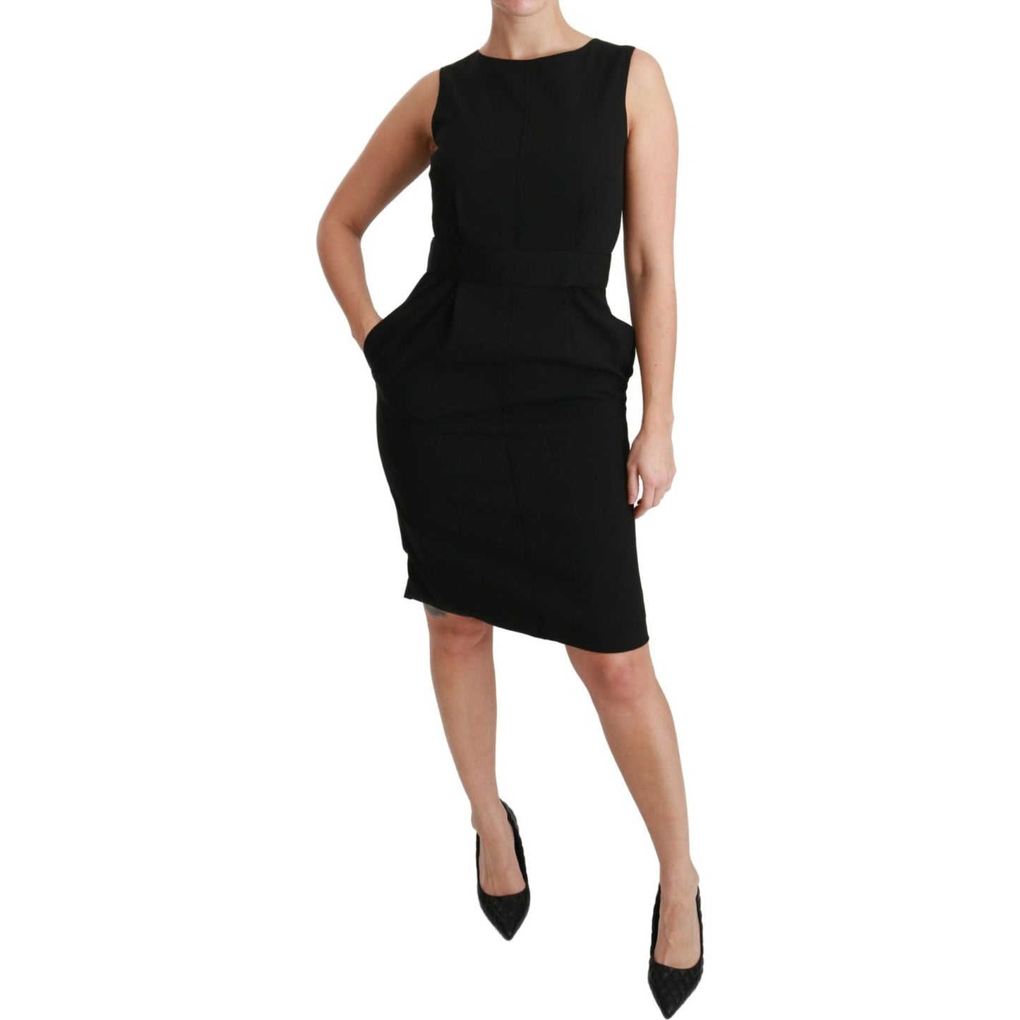 Dolce & Gabbana Elegant Knee-Length Sheath Dress in Black Dolce & Gabbana