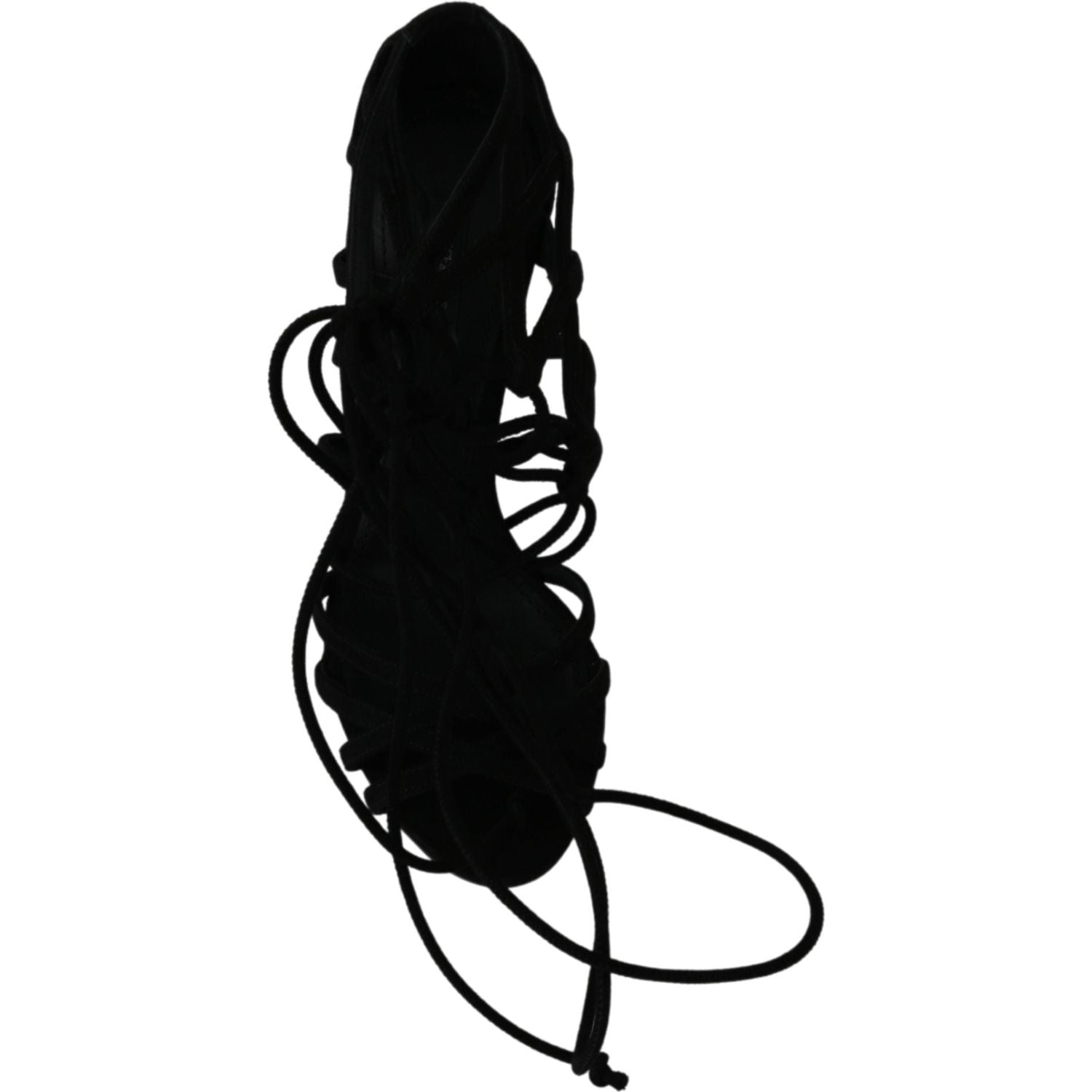 صندل دولتشي آند غابانا الأنيق المصنوع من جلد السويد باللون الأسود بكعب عالٍ وحزام للكاحل