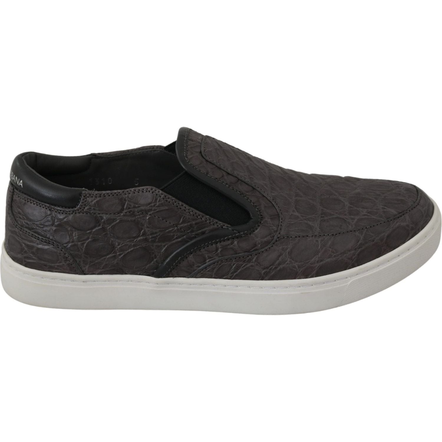 حذاء لوفرز أنيق من جلد الكايمان باللون الرمادي من دولتشي آند غابانا