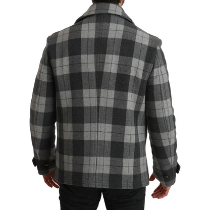 Dolce & Gabbana Gray Check Wool Cashmere Coat Jacket