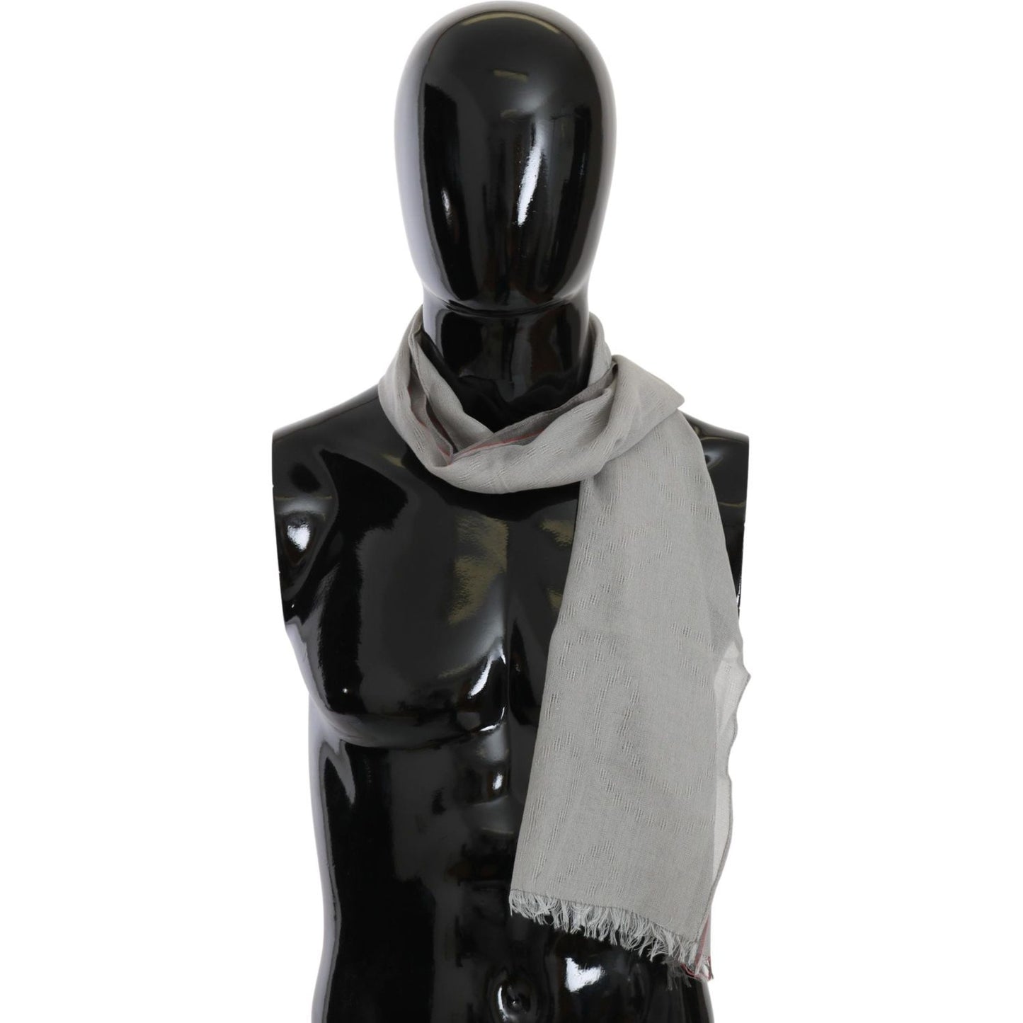 Costume National Gray Fringe Neck Wrap Cotton Scarf