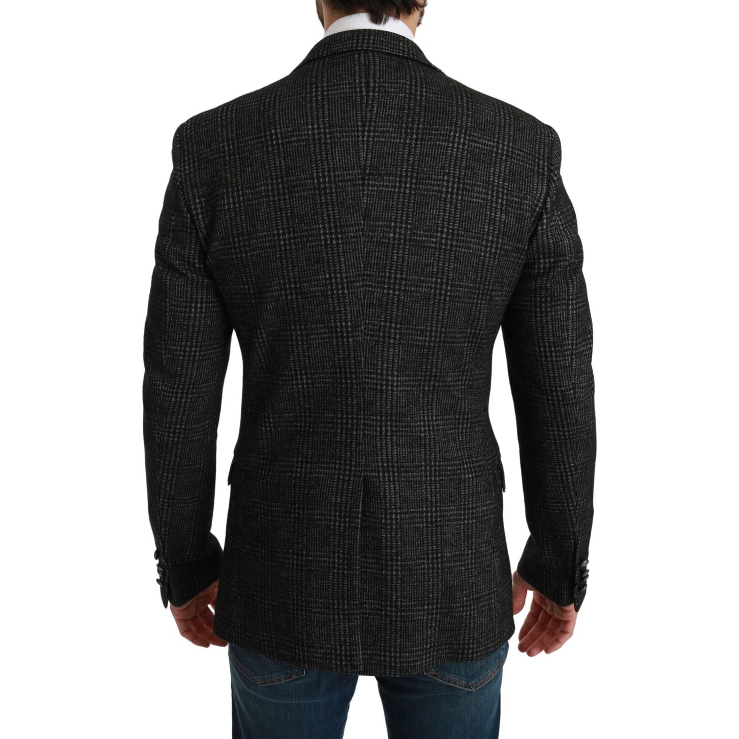 Dolce & Gabbana Gray Plaid Check Slim Fit Jacket Blazer