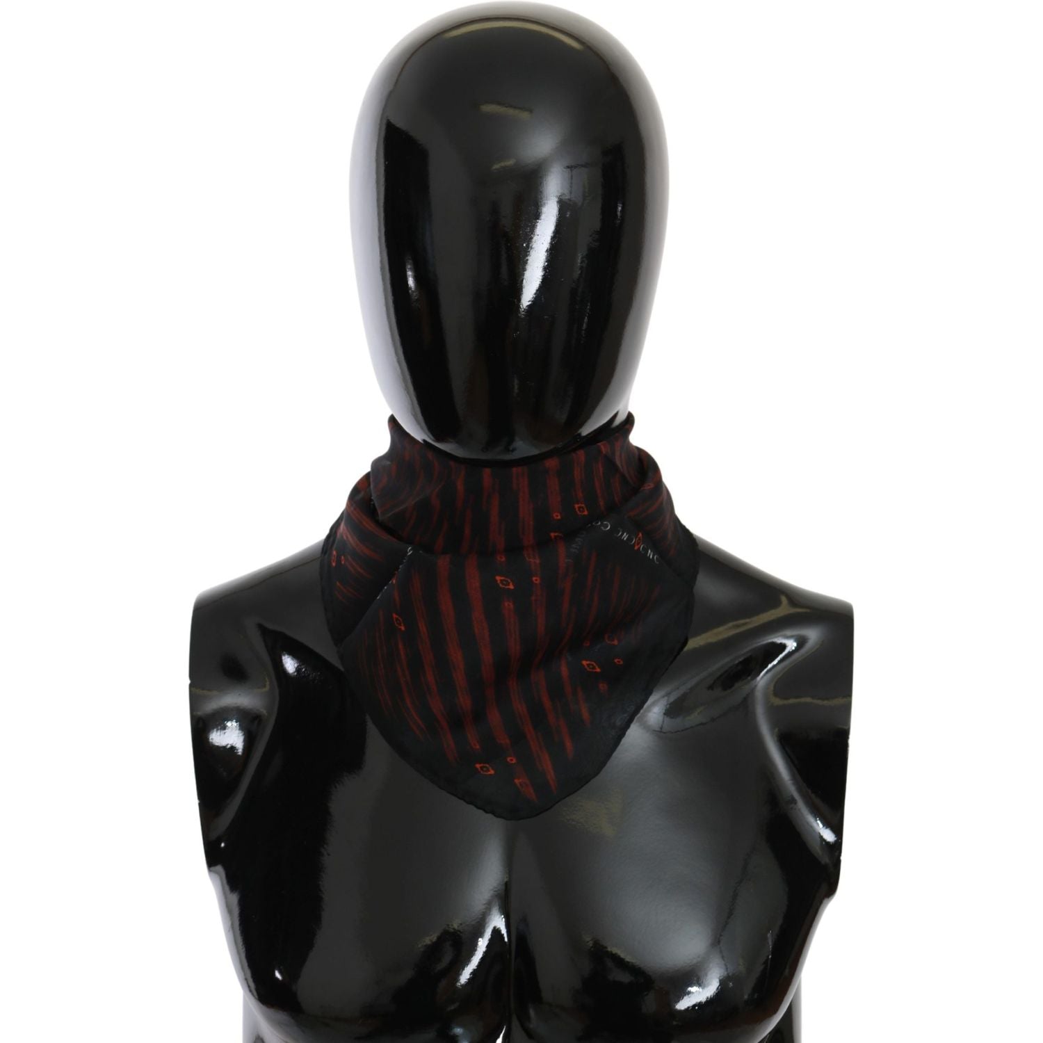 优雅的黑橙色丝绸围巾头巾帽