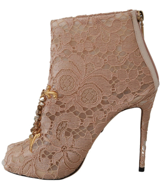 Dolce & Gabbana Elegant Lace Stilettos with Crystal Accents Dolce & Gabbana