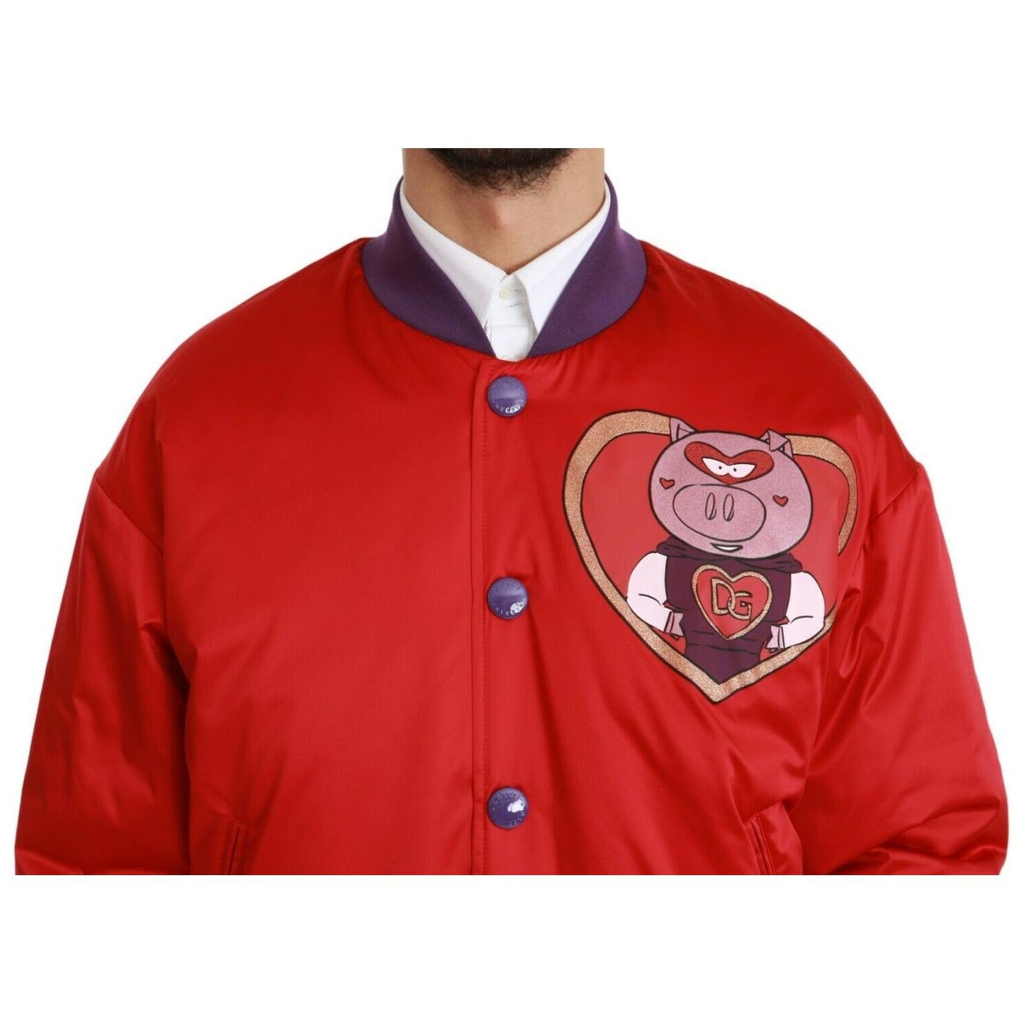 Dolce & Gabbana Red YEAR OF THE PIG Bomber Jacket Coats & Jackets