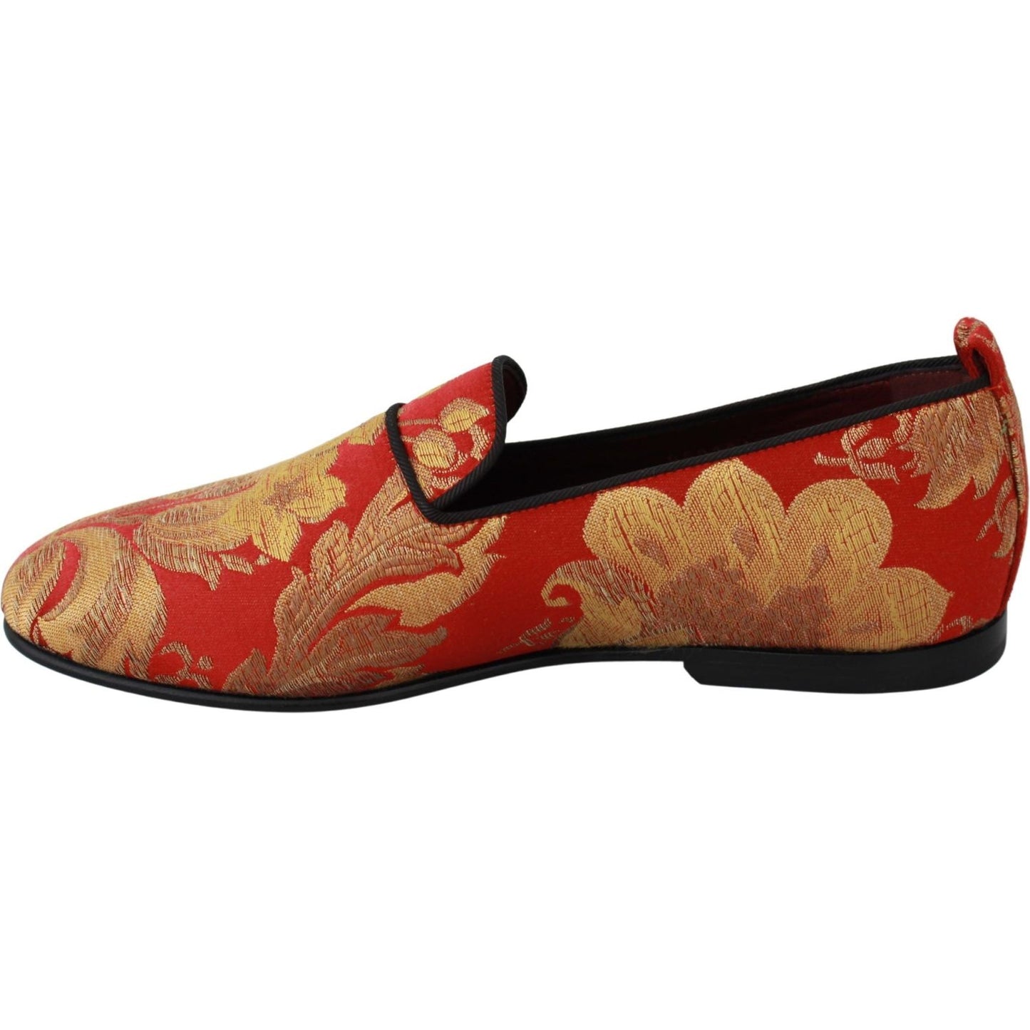 Dolce & Gabbana Red Gold Brocade Slippers Loafers Shoes