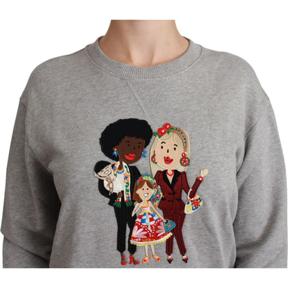 Dolce & Gabbana Gray #dgfamily Cotton Pullover Sweater
