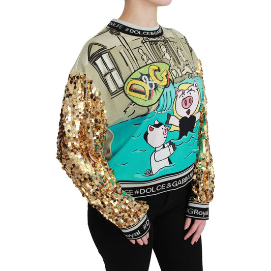 Dolce & Gabbana Chic Multicolor Motive Sequined Sweater Dolce & Gabbana