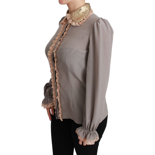 Dolce & Gabbana Elegant Silk Blend Sequin Collar Shirt Dolce & Gabbana