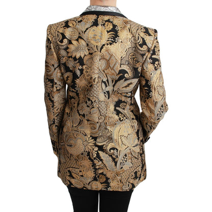 Dolce & Gabbana Black Gold Jacquard Blazer Jacket