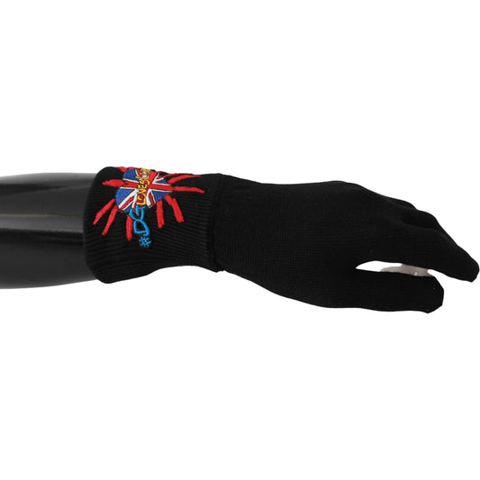 Dolce & Gabbana Elegant Black Virgin Wool Unisex Gloves Dolce & Gabbana