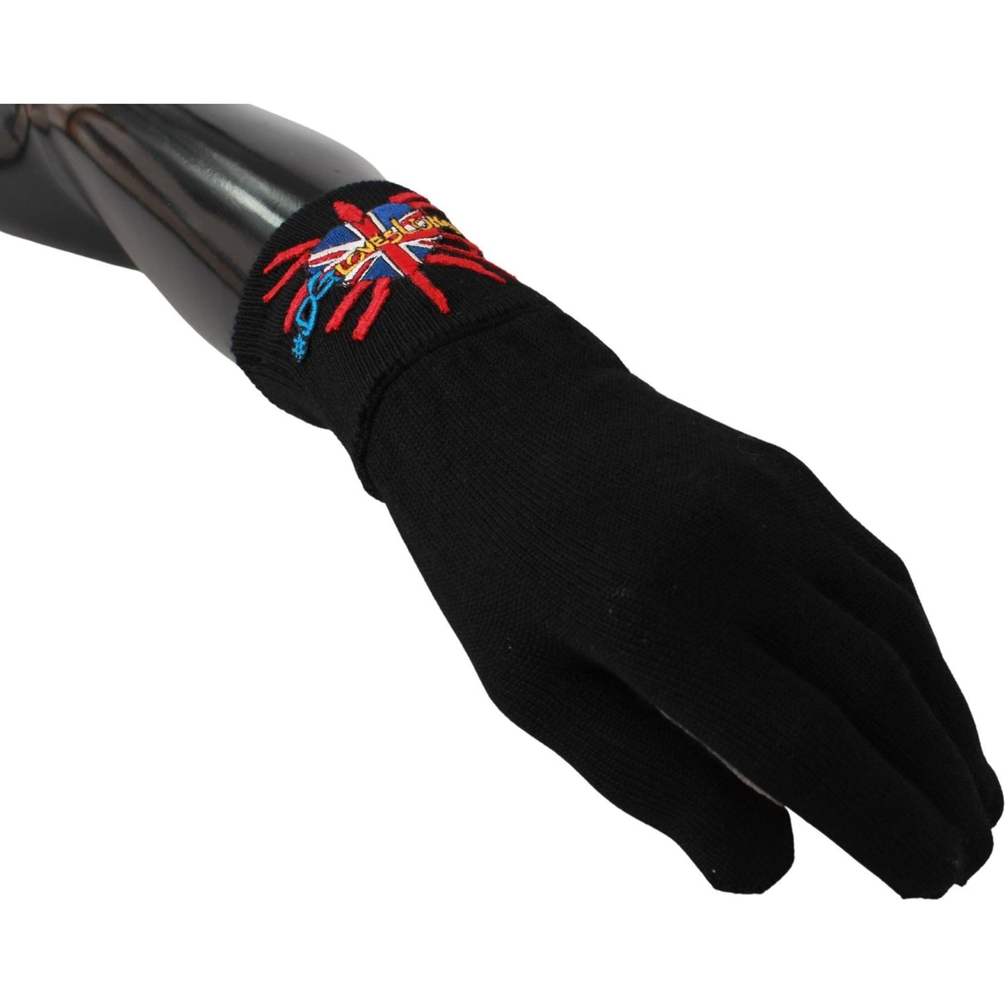 Dolce & Gabbana Elegant Black Virgin Wool Unisex Gloves Dolce & Gabbana