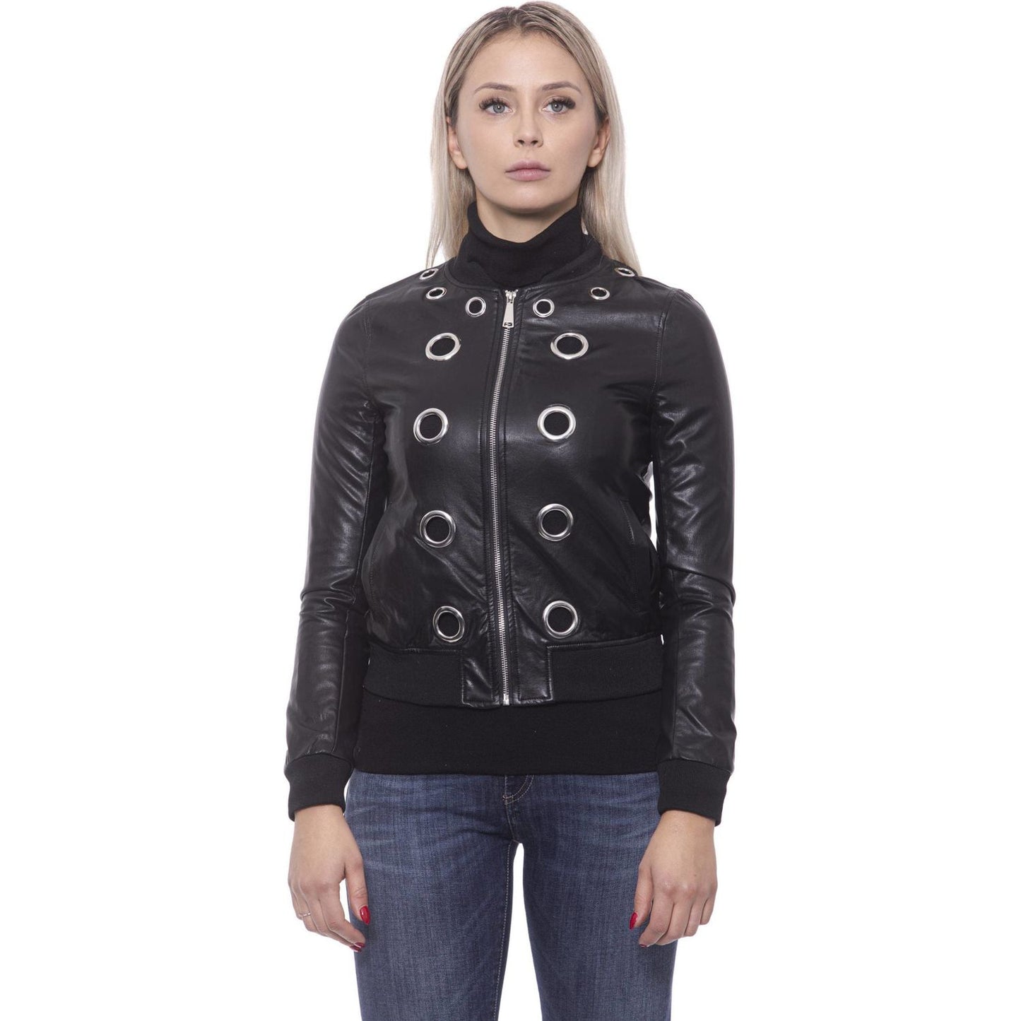 19V69 Italia Chic Eco-Leather Studded Slim Jacket 19V69 Italia