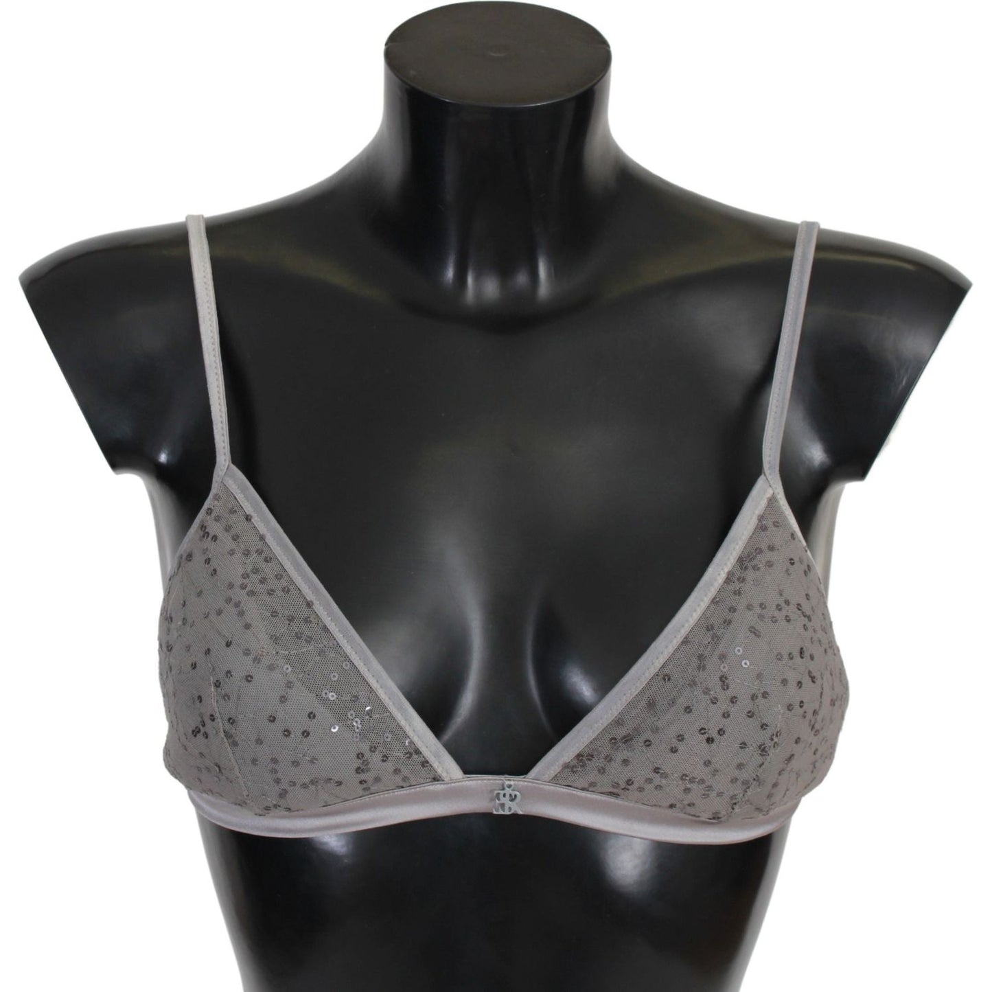 Ermanno Scervino Sequined Gray Triangolo Bra Luxury Underwear Ermanno Scervino