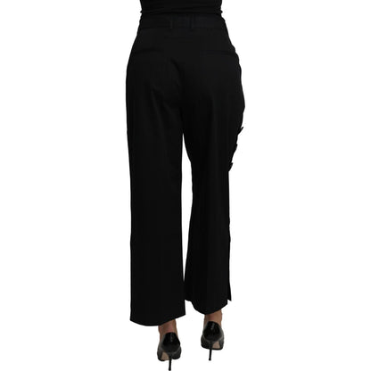 Dolce & Gabbana Black High Waist Cropped Cotton Stretch Pants