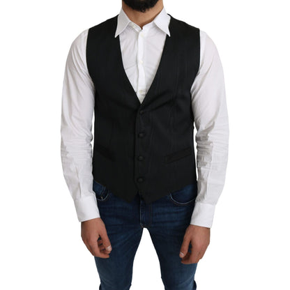 Dolce & Gabbana Gray 100% Silk Formal Coat Vest