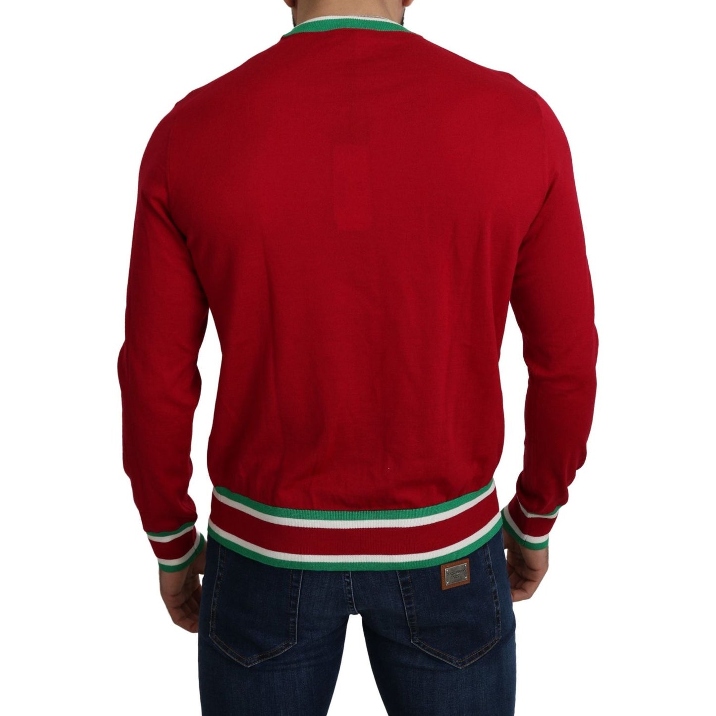 Dolce & Gabbana Elegant Red Wool-Silk Crewneck Sweater Dolce & Gabbana