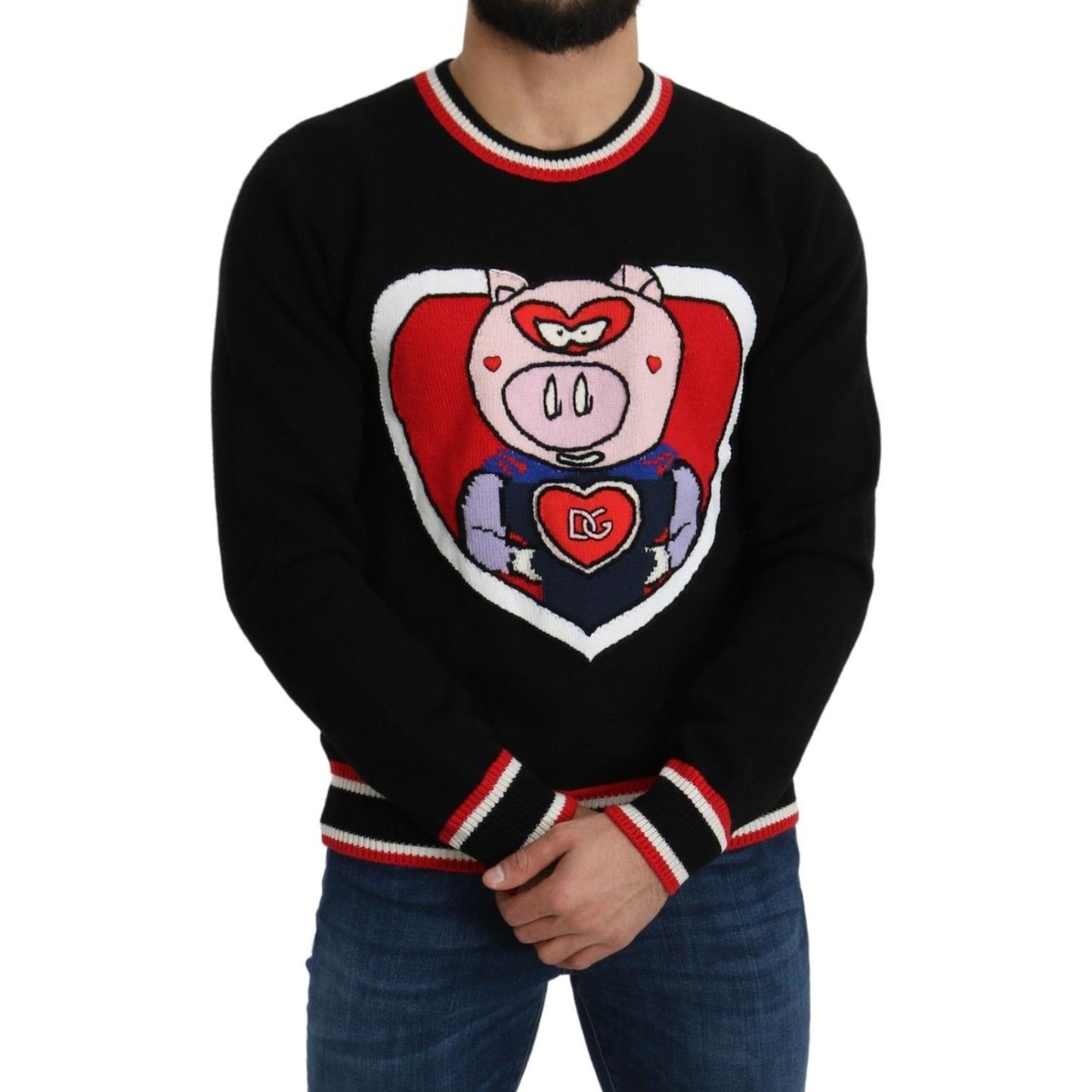 Dolce & Gabbana Elegant Black Cashmere Crew Neck Sweater Dolce & Gabbana