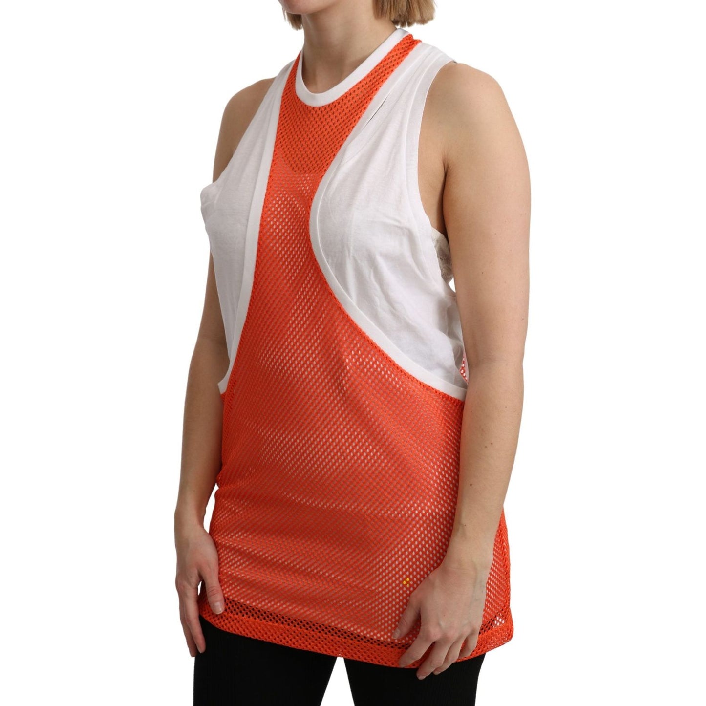 Dsquared² Elegant Sleeveless Cotton Tank in Orange Dsquared²