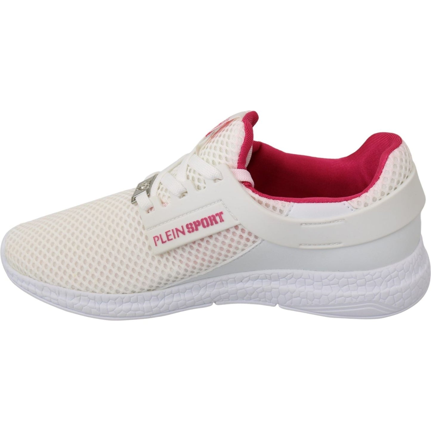 Philipp Plein White Pink Polyester Becky Sneakers Shoes