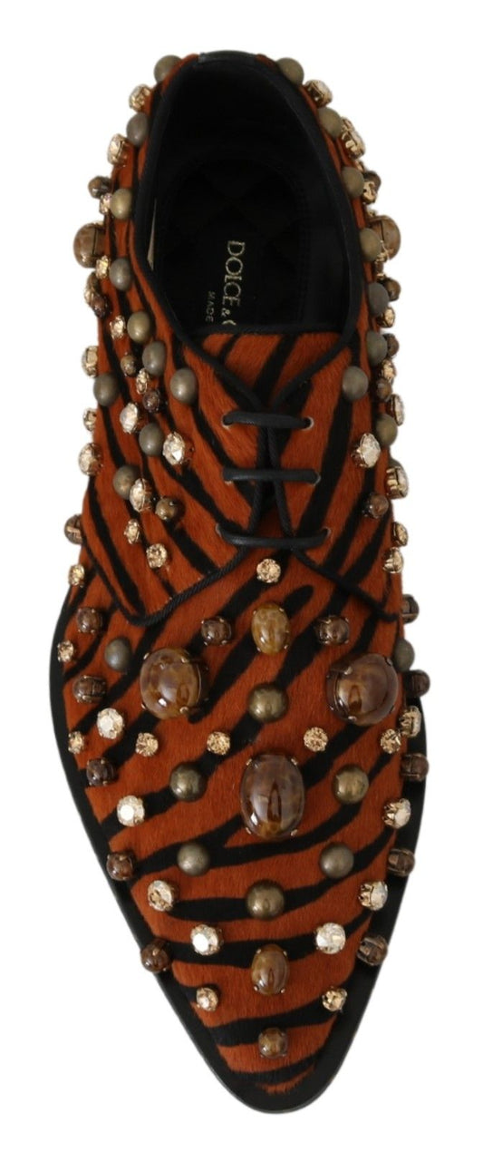 Dolce & Gabbana Tiger Pattern Crystal Embellished Flats Dolce & Gabbana