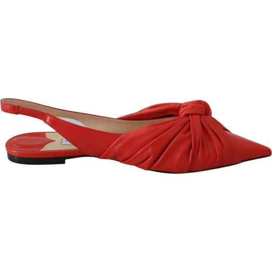 Jimmy Choo Chic Red Pointed Toe Leather Flats Shoes Jimmy Choo