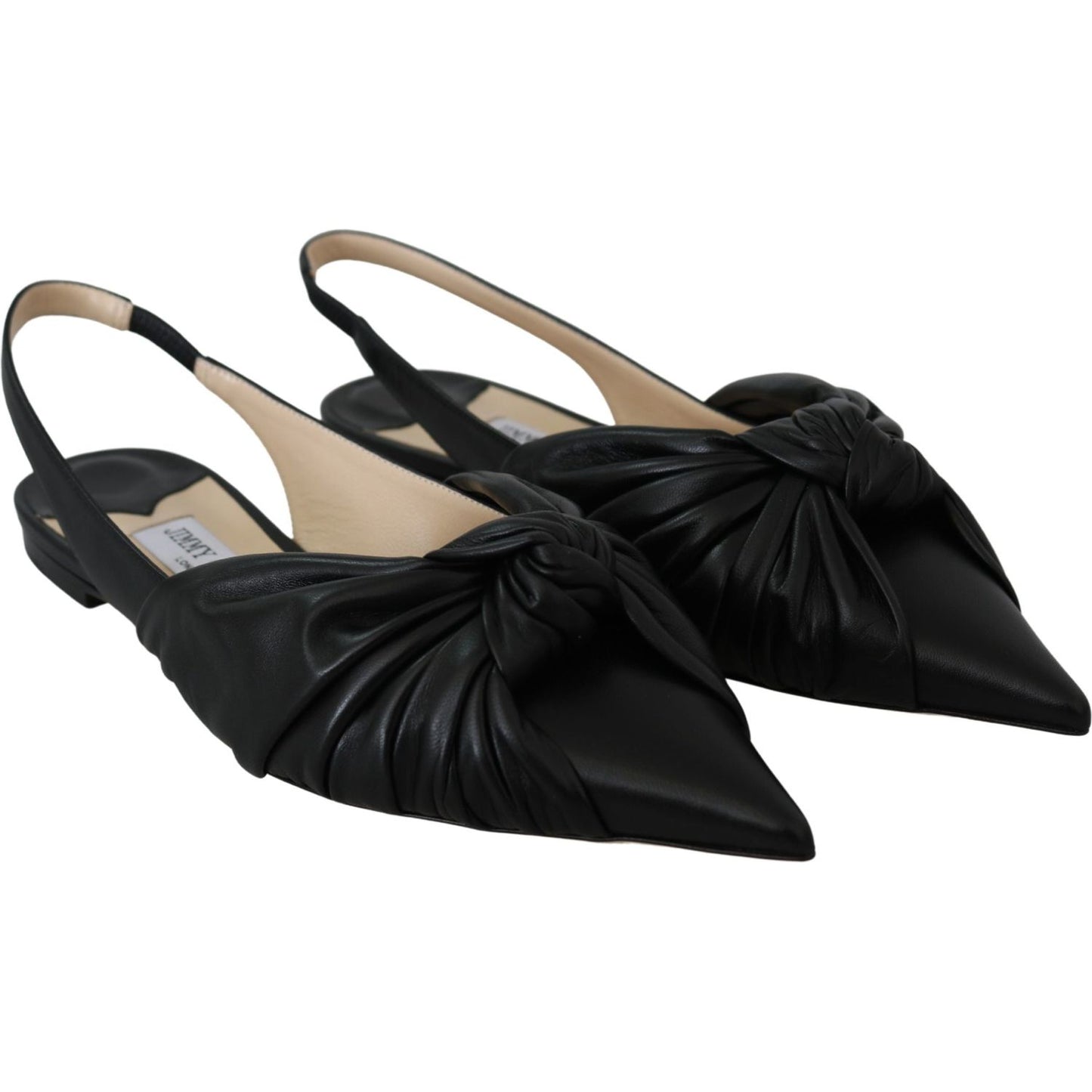 Jimmy Choo Black Leather Annabell Flat Shoes