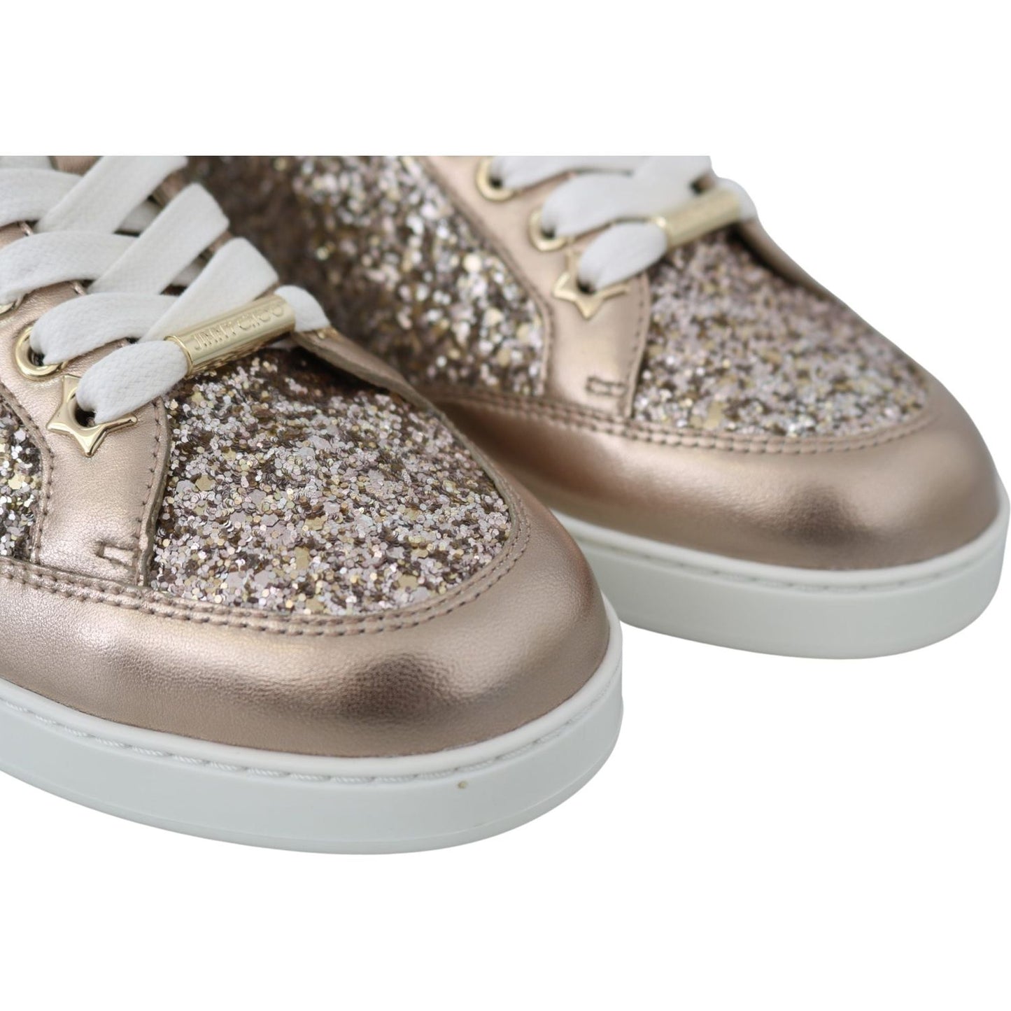 Jimmy Choo Ballet Pink Glitter Leather Sneakers Jimmy Choo