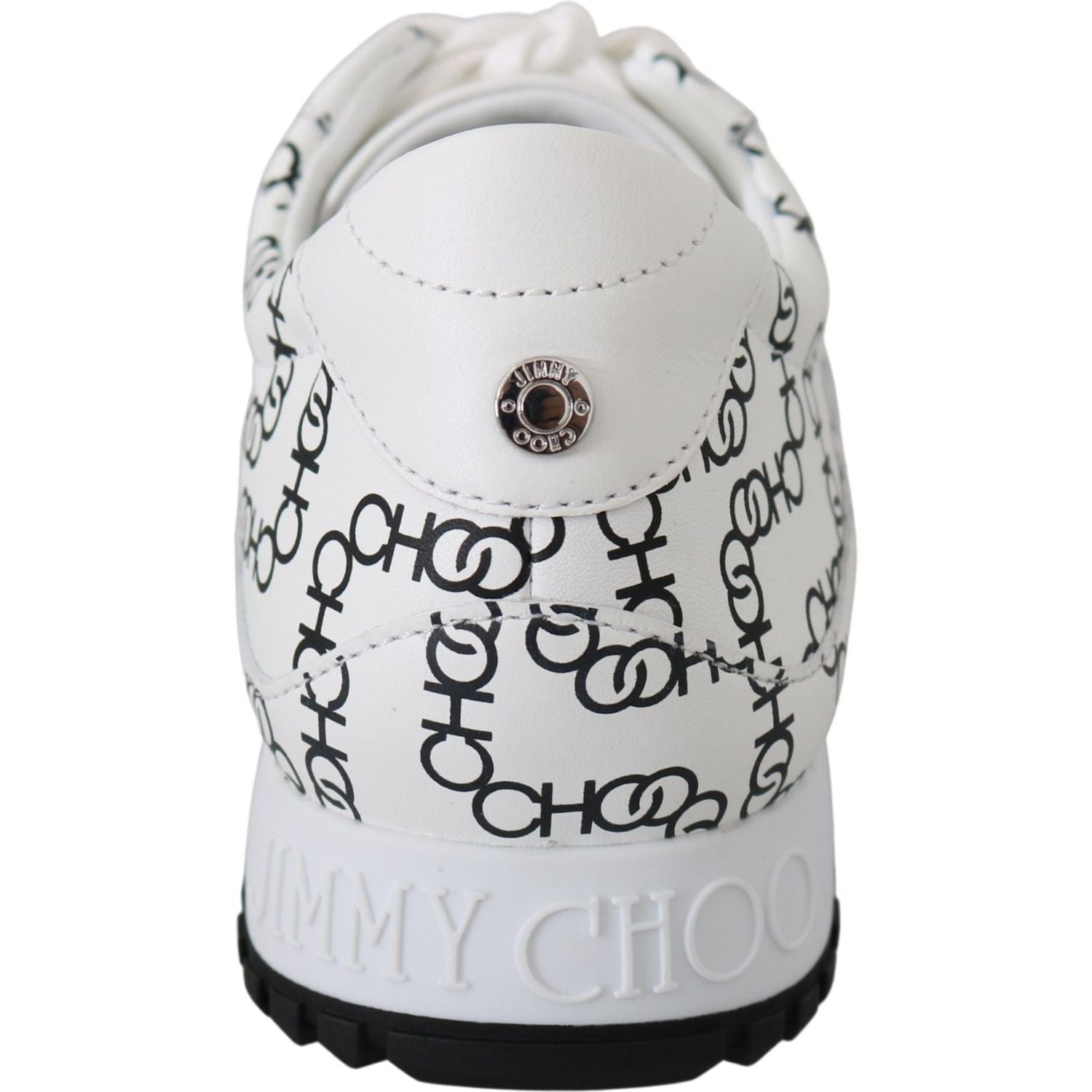 حذاء رياضي أنيق من الجلد باللونين الأبيض والأسود من جيمي تشو