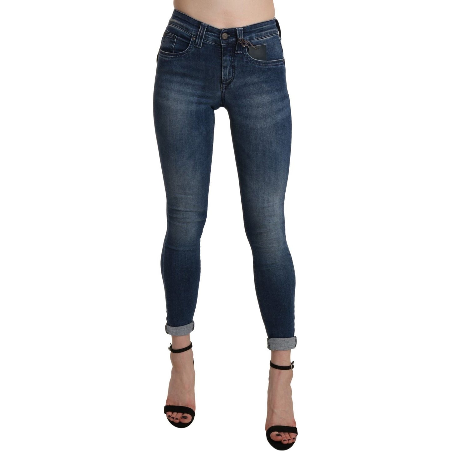 Ermanno Scervino Chic Blue High Waist Cropped Jeans Ermanno Scervino