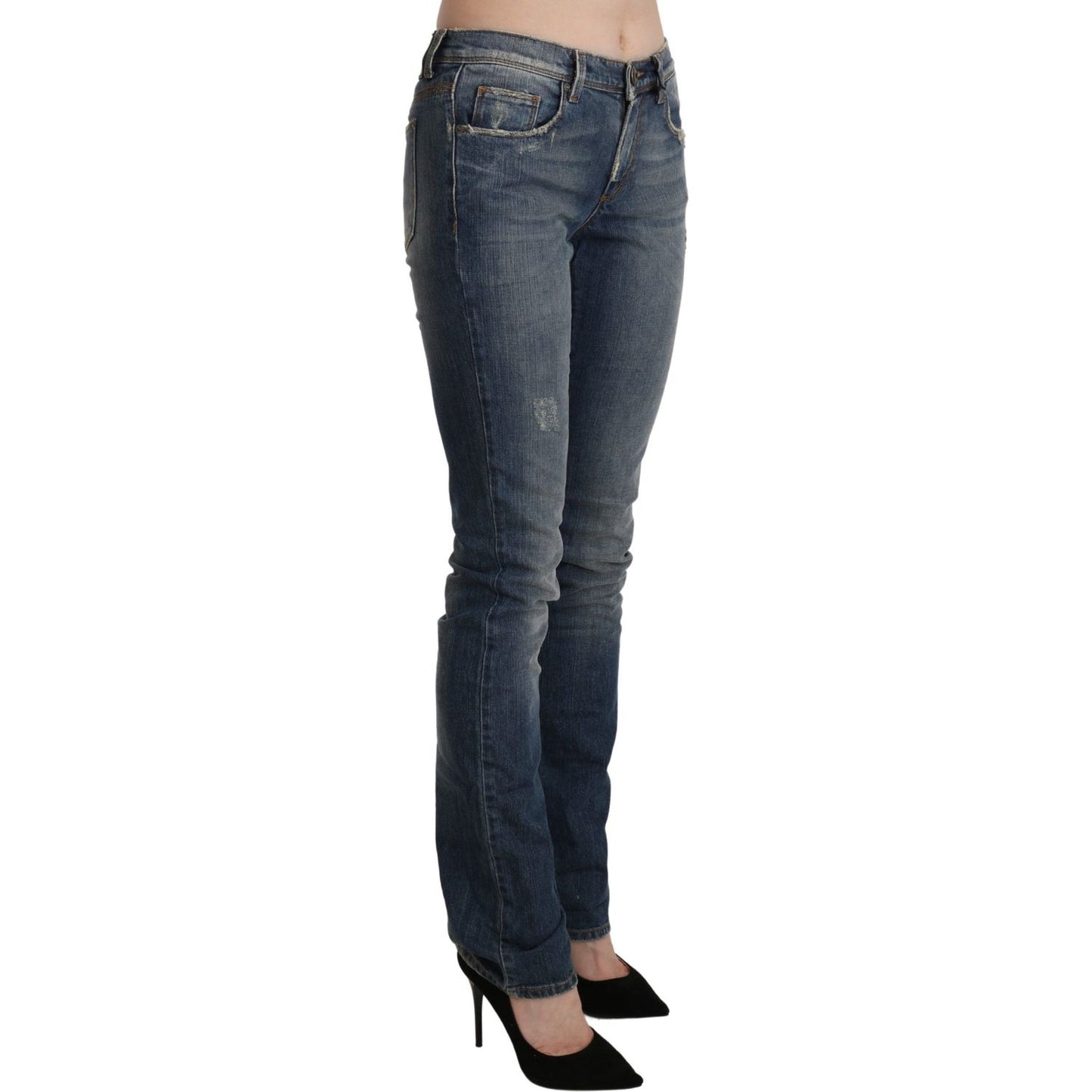 Ermanno Scervino Chic Mid Waist Skinny Denim in Blue Washed Ermanno Scervino