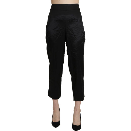 BENCIVENGA Black High Waist Straight Cropped Dress Trouser Pants