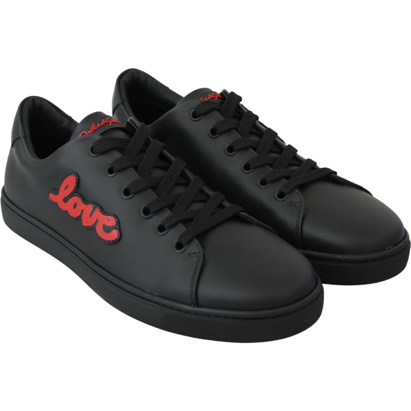 Dolce & Gabbana Elegant Leather Sneakers with Red Accents Dolce & Gabbana