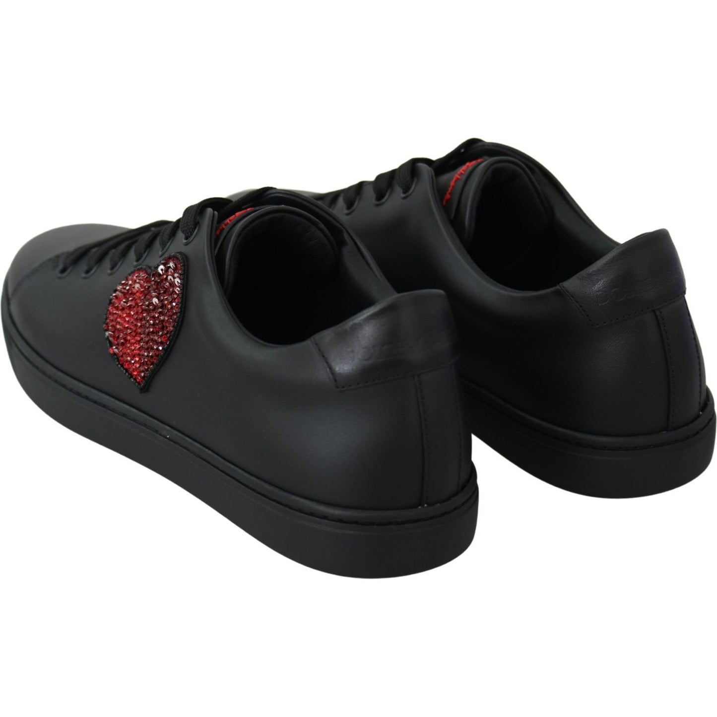 Dolce & Gabbana Elegant Leather Sneakers with Red Accents Dolce & Gabbana