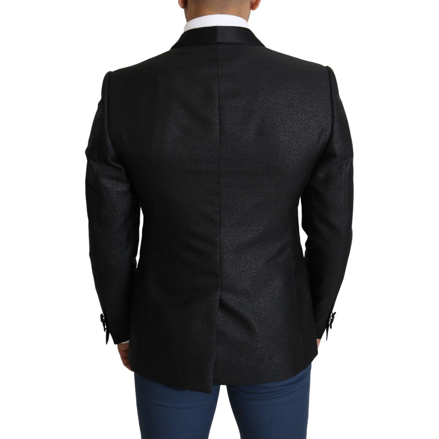 Dolce & Gabbana Elegant Black Jacquard Slim Fit Blazer Dolce & Gabbana