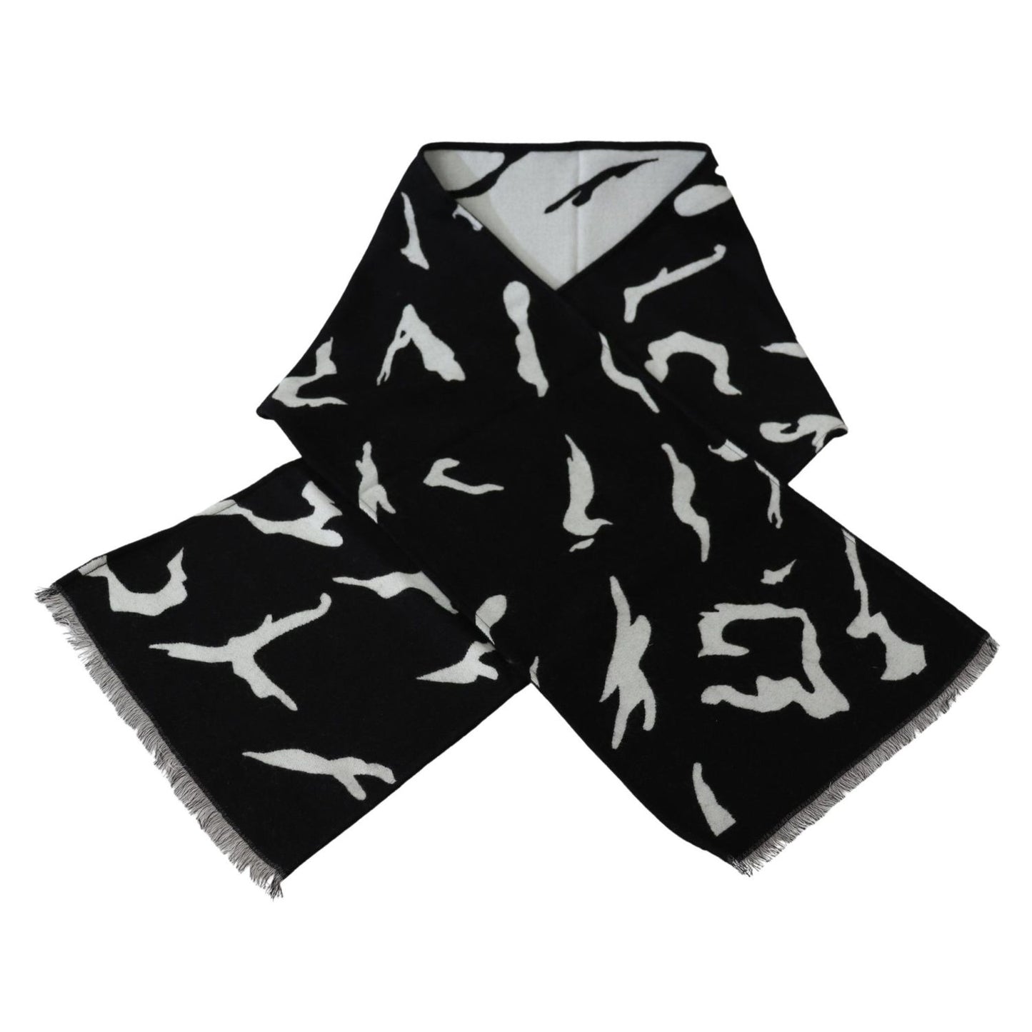 Givenchy Black White Wool Unisex Winter Warm Scarf Wrap Shawl