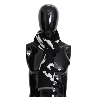 Givenchy Black White Wool Unisex Winter Warm Scarf Wrap Shawl