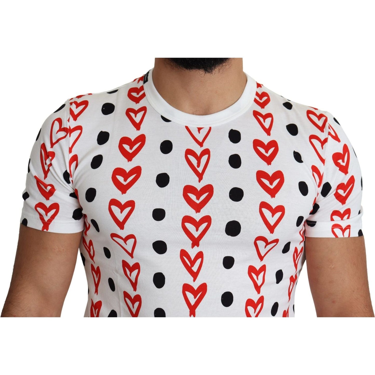 Dolce & Gabbana Chic White Cotton Tee with Heart Print Dolce & Gabbana