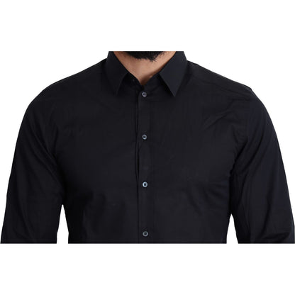 Dolce & Gabbana Blue Cotton Formal GOLD Dress Shirt