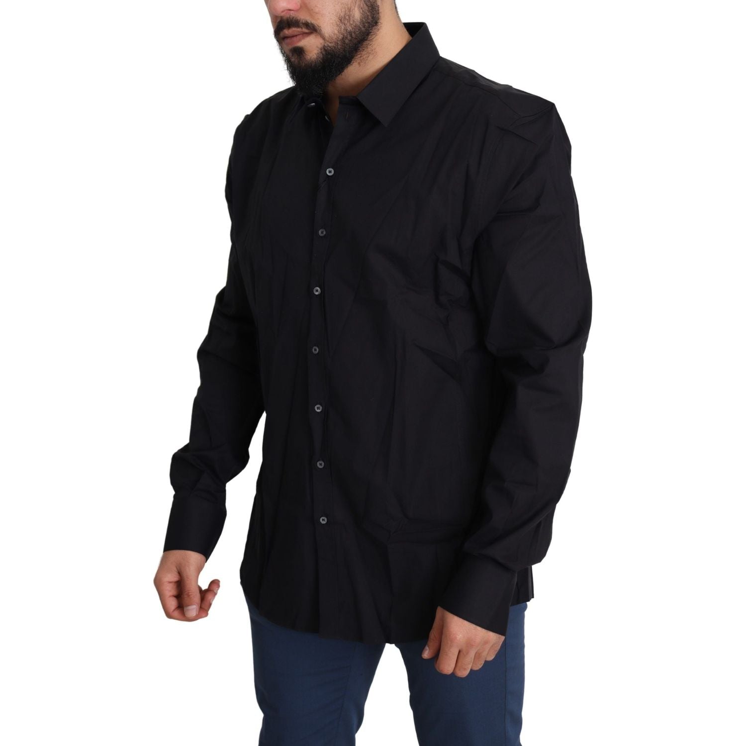 قميص دولتشي آند غابانا الأنيق ذو المقاس النحيف باللون الأسود