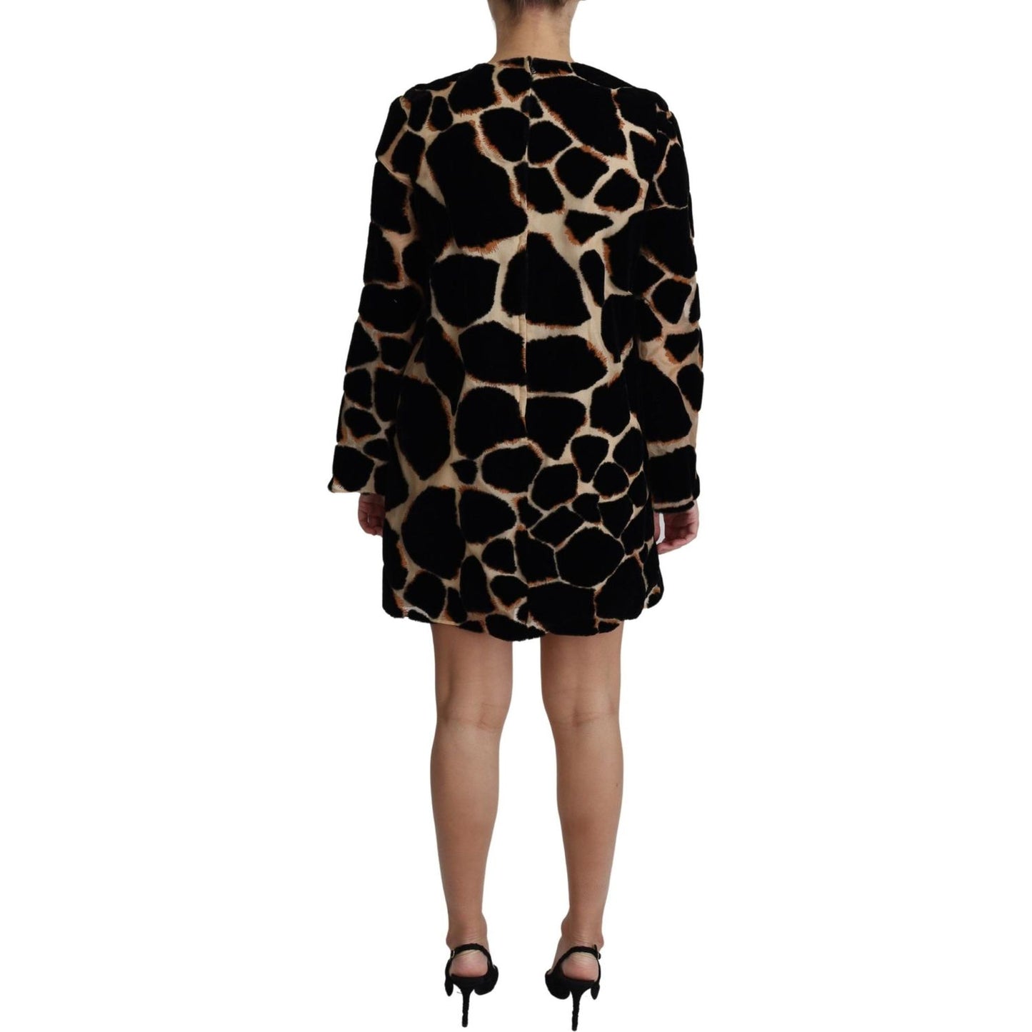 Dolce & Gabbana Black Giraffe Print Shift Mini Dress