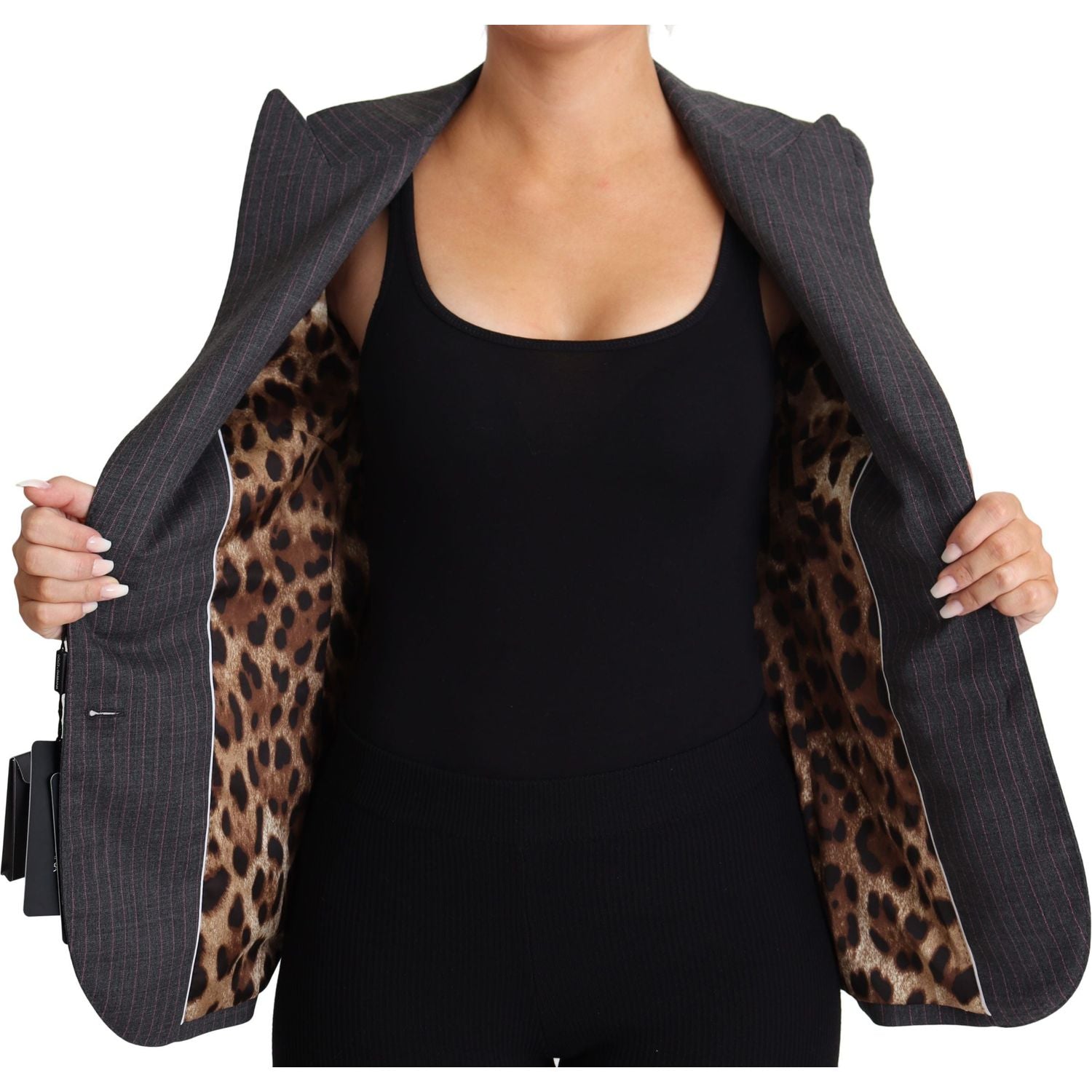 Dolce & Gabbana Gray Single Breasted Fitted Blazer Wool Jacket