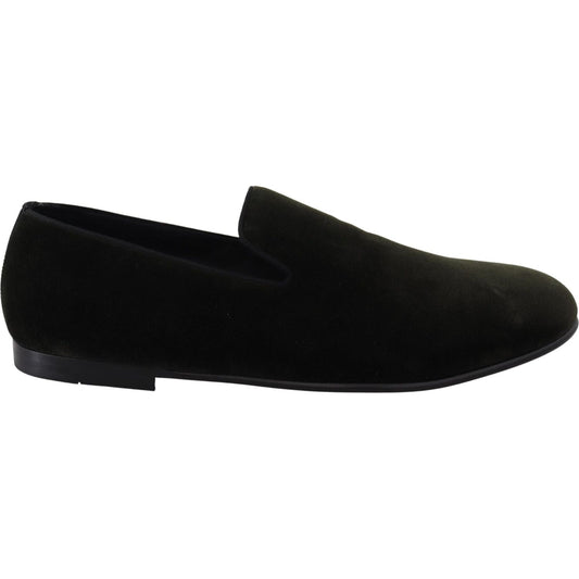 Dolce & Gabbana Green Velvet Slip On Mens Loafers Shoes