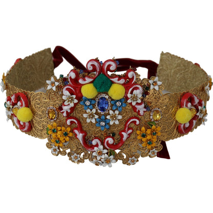 Dolce & Gabbana multicolor Embellished Floral Crystal Wide Waist Belt